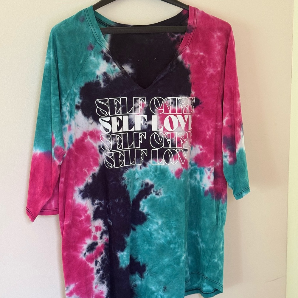 Torrid Tie-Dye Long Sleeve Tee - Pink, Blue, Teal -Size 10-12